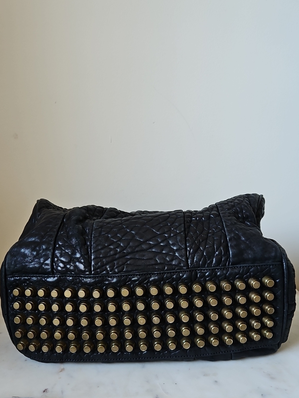 ALEXANDER WANG: Vintage  Black Textured Leather Rocco Bag - Picture 3 of 12